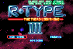 R-Type III The Third Lightning title screen for GameBoy Advance